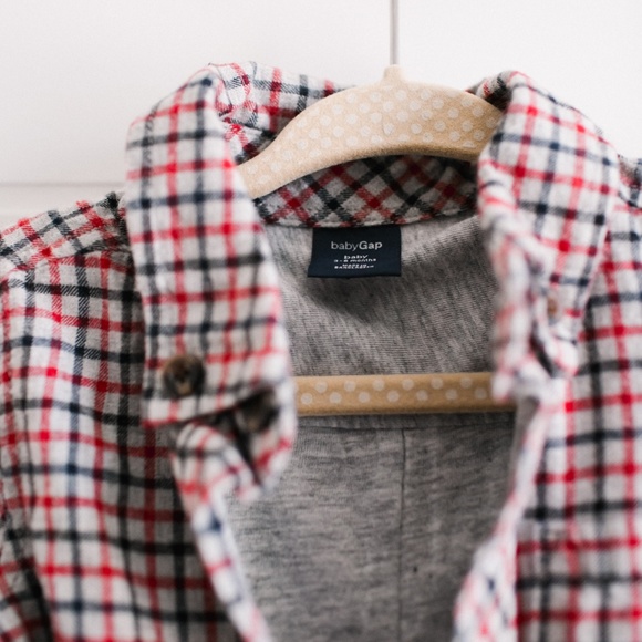 babyGap Baby 3-6 Months One Piece Flannel Red Grey - Picture 3 of 6